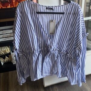 Boohoo Blue Striped Women's Top